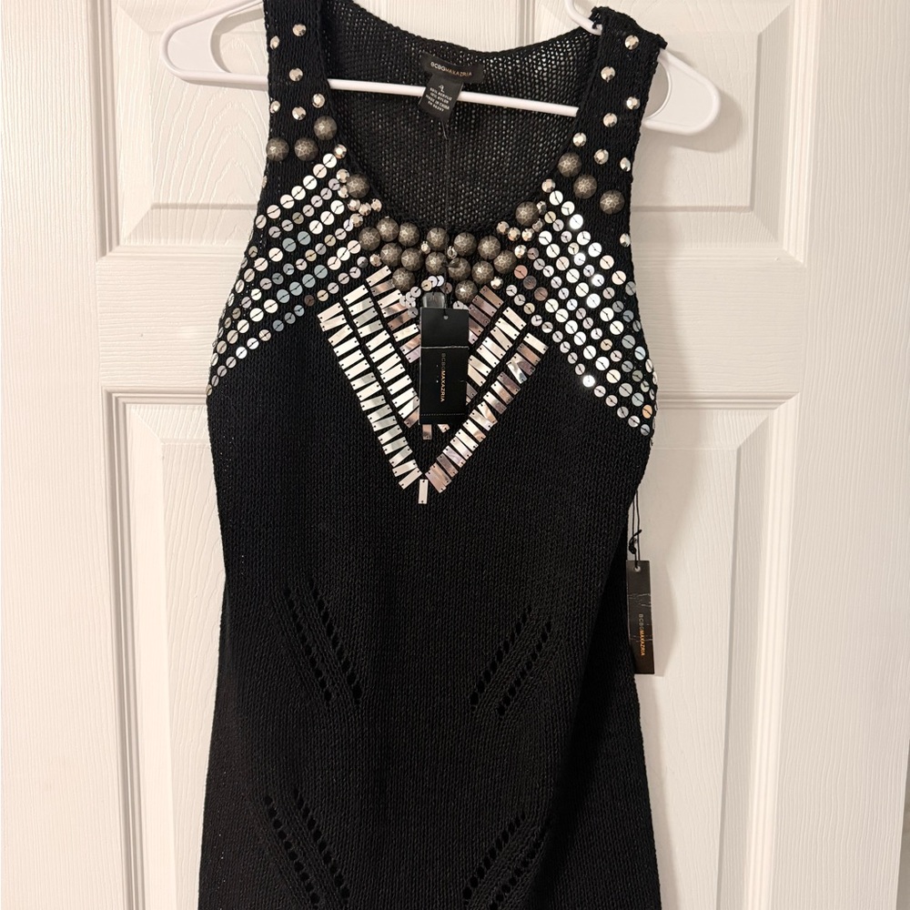 Chic Black Embellished Mini Dress